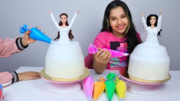 تحدي تزيين كيكة العروسة !! شوفوا مين سوا أحلى فستان! cake decorating challenge