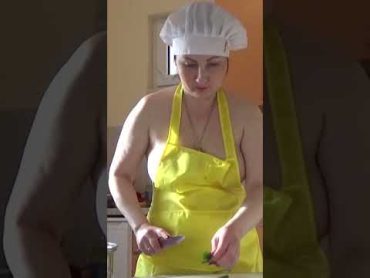 Cooking show. Сook food. Сook. For those who love naturism. Naturist kitchen. Mila naturist.