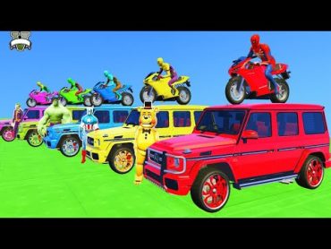 سبايدرمان بايكور وسيارات الدفع الرباعي SPIDERMAN w/ Motocycles & SUV CARS Parkour Challenge  GTA 5