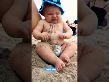 Funny baby reaction on the beach  shorts