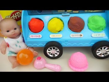 Baby Doll and play doh IceCream car toys