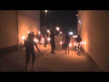 Bahrain  Angry demonstrators attacking riot police Sitra