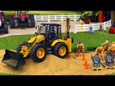 BRUDER TOYS video for KIDS  Tractor JCB 5CX for CHILDREN works at road!