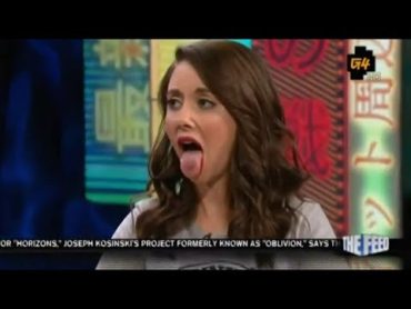 Alison brie sticking her tongue out