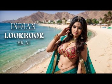 [4K] AI ART Indian Lookbook Girl Al Art ویدیو  ساحل گاوادار