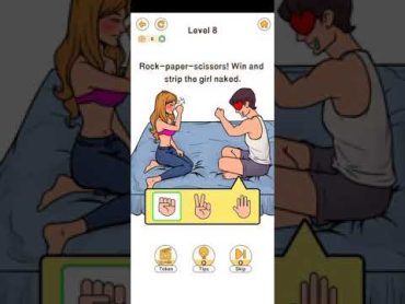 Brain go 2 games level 8 Rock paper scissors win and strip the girl nelas 🚶‍♀️