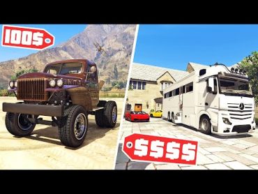 قراند 5 : شاحنة 100 دولار ضد شاحنة 15 مليون دولار  GTA V Cheap Truck vs Expensive Truck