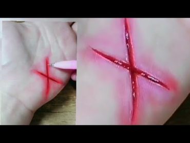 The wound on the hand trick to fool friends at school sfx halloween sfx makeup halloweenwith