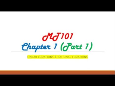 MT101  Chapter 1 (Part 1)