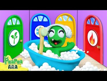 تجربة بيا بيا في الحمام المكون من أربعة عناصر  Pea Pea Ara  Cartoon for kids