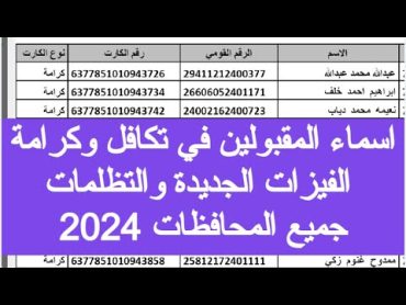 اسماء الفيزات الجديده تكافل وكرامه 2024 اسماء المقبولين في معاش كرامه 2024 اخبار تكافل وكرامه اليوم