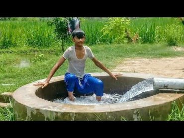 Tubewell Boy Swimming In Village Tubewell Pool  Village Life Of Pakistan  Tubewell Bathing Vlog