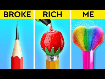 SUPER RICH VS RICH VS BROKE DRAWING CHALLENGE  Easy Tricks by 123GO!