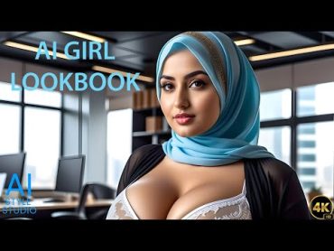 4K AI Art Lookbook Video of AI Arabian Girl in Office ｜ Sensual Hot Arab Dress