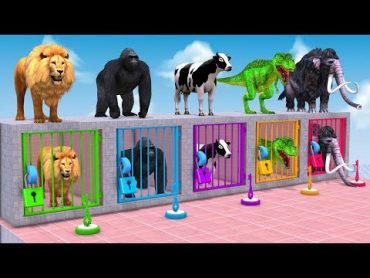 Cow Mammoth Elephant Dinosaur Gorilla Guess The Right Key ESCAPE ROOM CHALLENGE Animals Cage Game