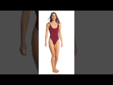 Indah Believe Solid Scoop Neck One Piece Swimsuit  SwimOutlet.com