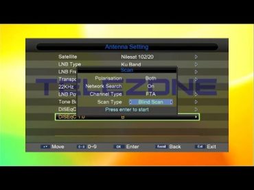 INSTALLATION NILESAT ALL TV FREQUENCIES ON TELEZONE RECEIVER/BLIND SCAN FREQUENCIES/SATELLITE STORY