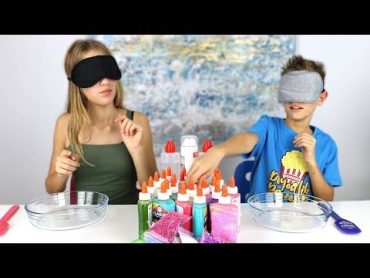 MAKING SLIME BLINDFOLDED!!!