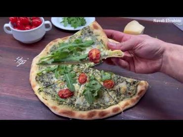 پیتزا اسفناج و روکولا به همراه نواب  spinach and rugula pizza by navab