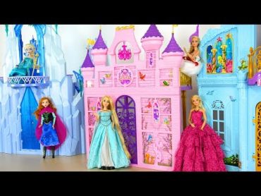 Princess Barbie doll Pink Royal Castle  Mermaid Bedroom Putri Barbie Istana Princesa Castelo