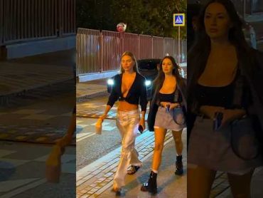 Nightlife in Moscow, Russia, beautiful Russian girls shorts short trending streetstyle fpv