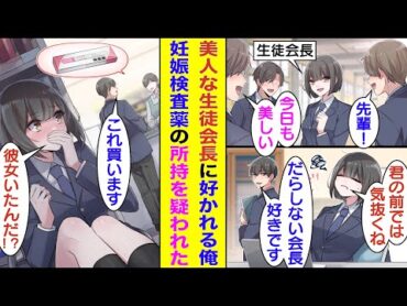 【漫画】才色兼備で完璧美少女の生徒会長を会計としてサポートする俺。ただの平凡男子なのに、生徒会長に気に入られている。ある日、俺が姉に頼まれて薬局で妊娠検査薬を買っているところを会長に見られてヤバい！？