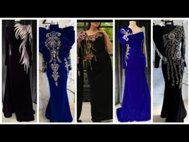 Latest and luxury velvet maxi dress/Velvet embroidery and maxi trendy clothing 2024ماکسها مخمل مجلسی