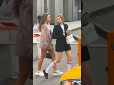 Russian most beautiful girls, summer in Moscow, Russia, shorts short trending streetstyle