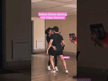 Selena Gomez dancing with Edgar Ramirez on set Emilia Perez selenagomez edgarramirez emiliaperez