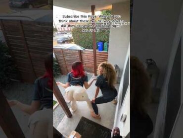 After delivering an item, two female Amazon delivery drivers begin twerking in front of the camera.