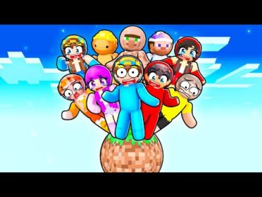 10 FRIENDS on ONE SPHERE BLOCK in Minecraft!