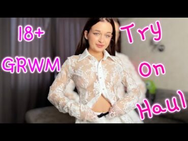 [4K] No Bra Try On Haul  Petite Olya  Transparent White Shirt  Get Ready With Me