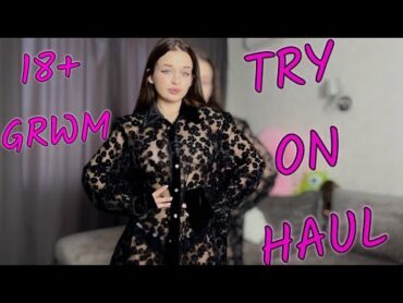 [4K] No Bra Try On Haul  Petite Olya  Cute Black Long TShirt  Get Ready With Me