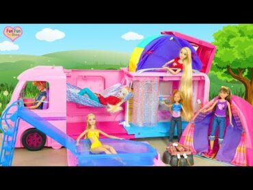 Barbie Dream Camper BarbiePuppe Wohnmobil Berkemah mobil untuk boneka