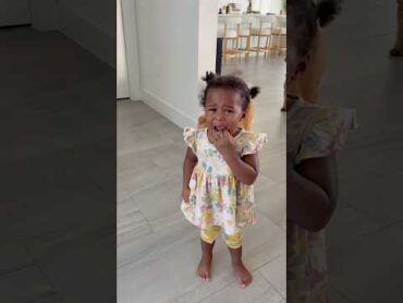 Daughter cries when mom and sister leaves shorts