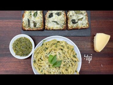 پاستا با سس پستو و تست پستو به همراه نواب  pasta pesto and pesto toast by navab