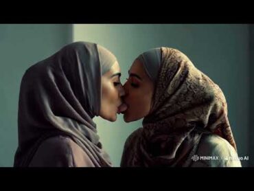 The love between muslim women shown with a tongue kiss  Lesbians Kissing Video