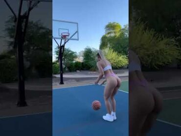 hot girl playing basketball