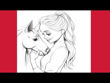 كيفية رسم بنت جميله مع حصان 🐎بالقلم الرصاص خطوه بخطوه للمبتدئينرسم بنات مع حصان🐎 سهل بالرصاص رسم