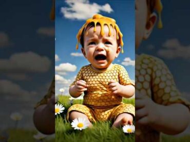 Baby was attacked by Bees and saved by a Cow 😅 ai baby cat aishort short shorts aishorts