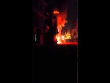 حريق محلات العبادى ببلقاس  على يد الاهالى بعد مقتل ابو المجد الحفناوى على ايدهم
