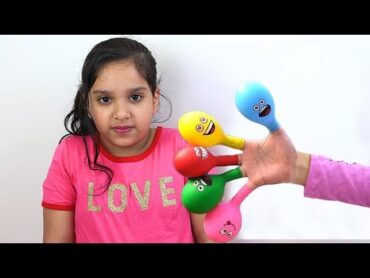 Daddy Finger Nursery Rhymes  Learn Colors With Balloons ! !شفا تلعب بالبالونات المائية