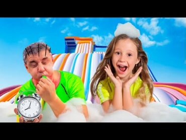 Nastya and Evelyn play with a giant trampoline  1 hour Kids video series