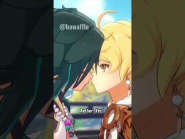 Aether helping Xiao is so cute! ❤️ genshin genshinimpact