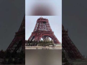 صورة أثناء بناء برج إيفل في مدينة باريس بفرنسا عام 1888م