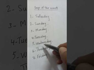 ايام الاسبوع باللغة الانجليزية