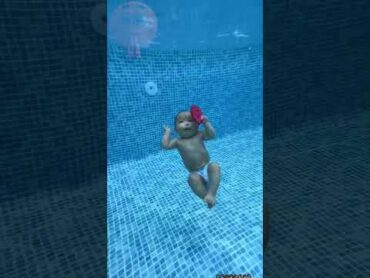 Cute Baby swimming in pool 🌞