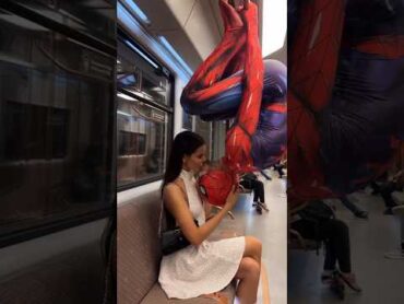 SpiderMan kiss random girl on subway 👀 shorts spiderman kiss