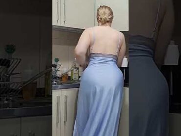 Blonde PAWG MILF in blue nightdress