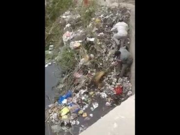 فضيحة : عمال حي غرب شبين الكوم يقومون بالقاء القمامة في النيل في حضور رئيس الحي
